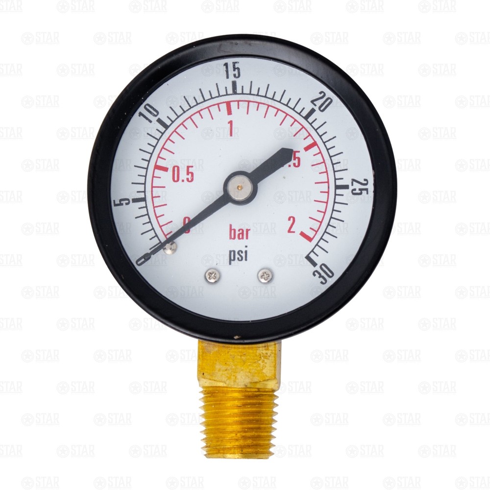 CO2 Regulator Replacement Gauge 30psi Right Hand CLOCKWISE 1/4" Male NPT Threads