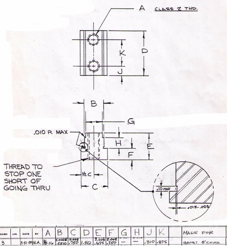 Special T-Nut for Gamet 8" Chuck MF6840233