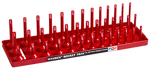 Hanson Global 38013 Red SAE 3 Row Deep, Semi Deep, and Regular Socket Holder