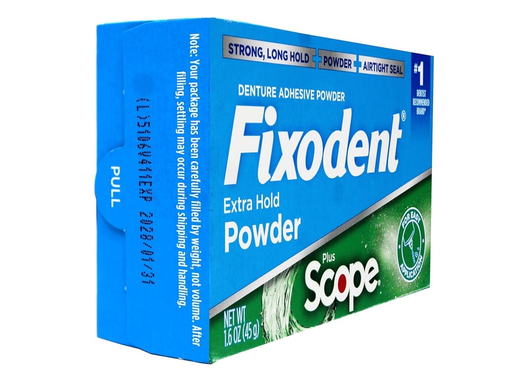 Fixodent Denture Adhesive Powder, Extra Strong, Plus Scope, Long...