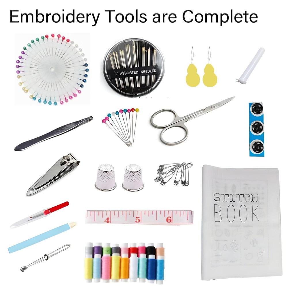 Embroidery Stitch Book with Complete Sewing Kit – Essential multicoloured