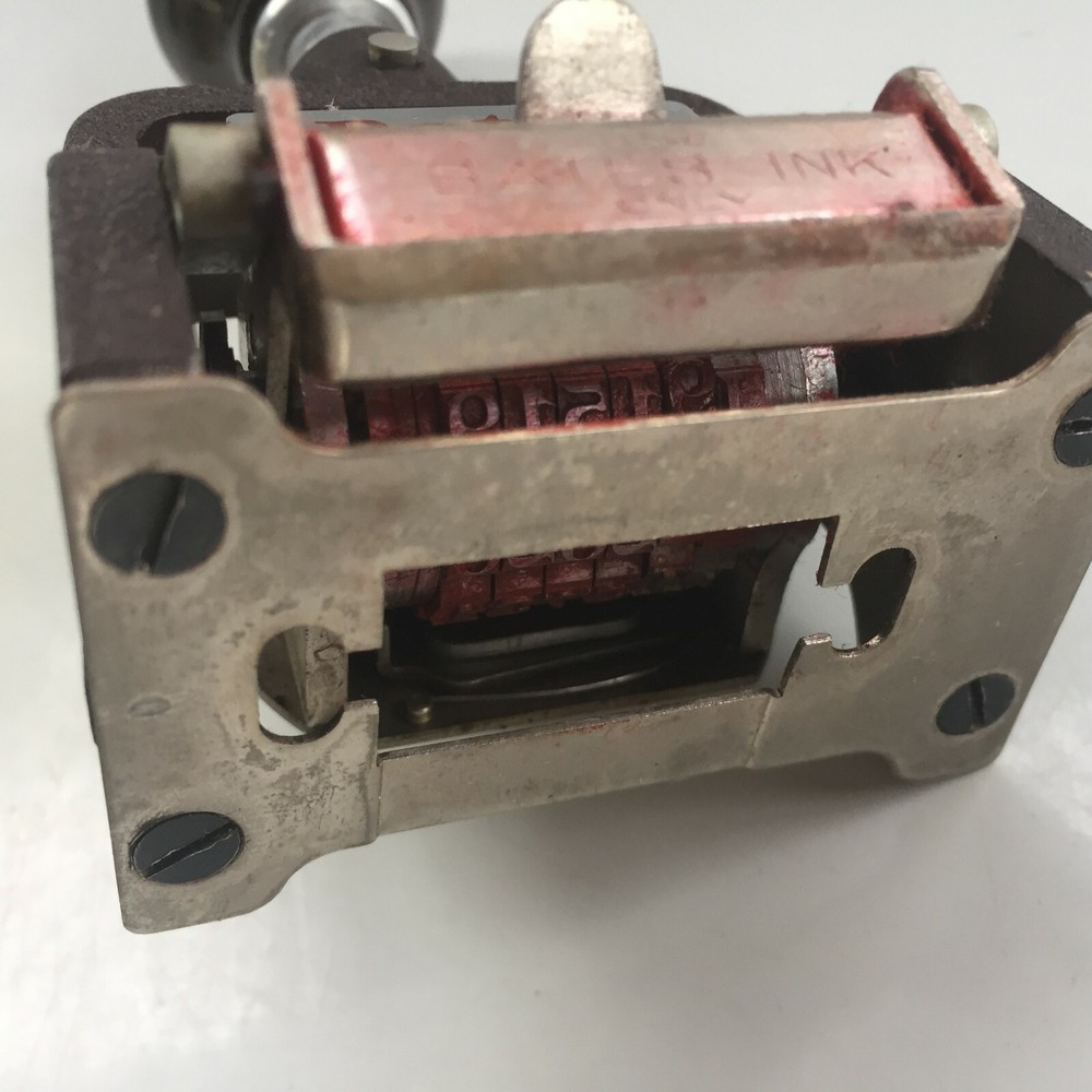 Vintage Bates 6 Wheeled Stamper Repeat Numbering Machine 6 E In Original Box