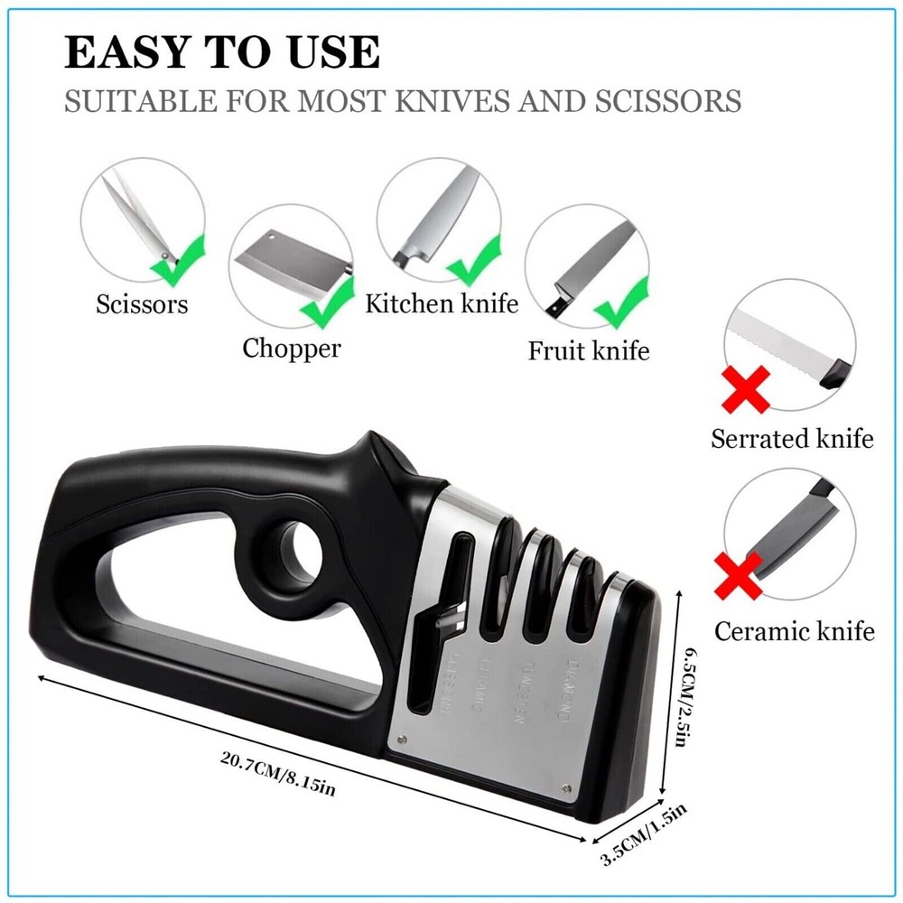 4 Way Knife Sharpener Professional Ceramic Tungsten Kitchen Sharpening System