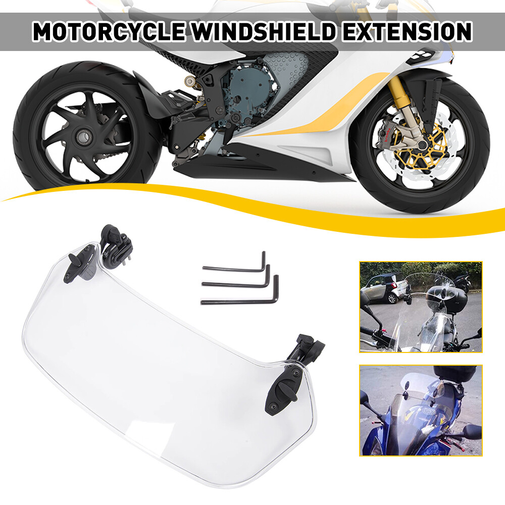 Clip On Motorcycle Windshield Extension Spoiler Wind screen Deflector EXD