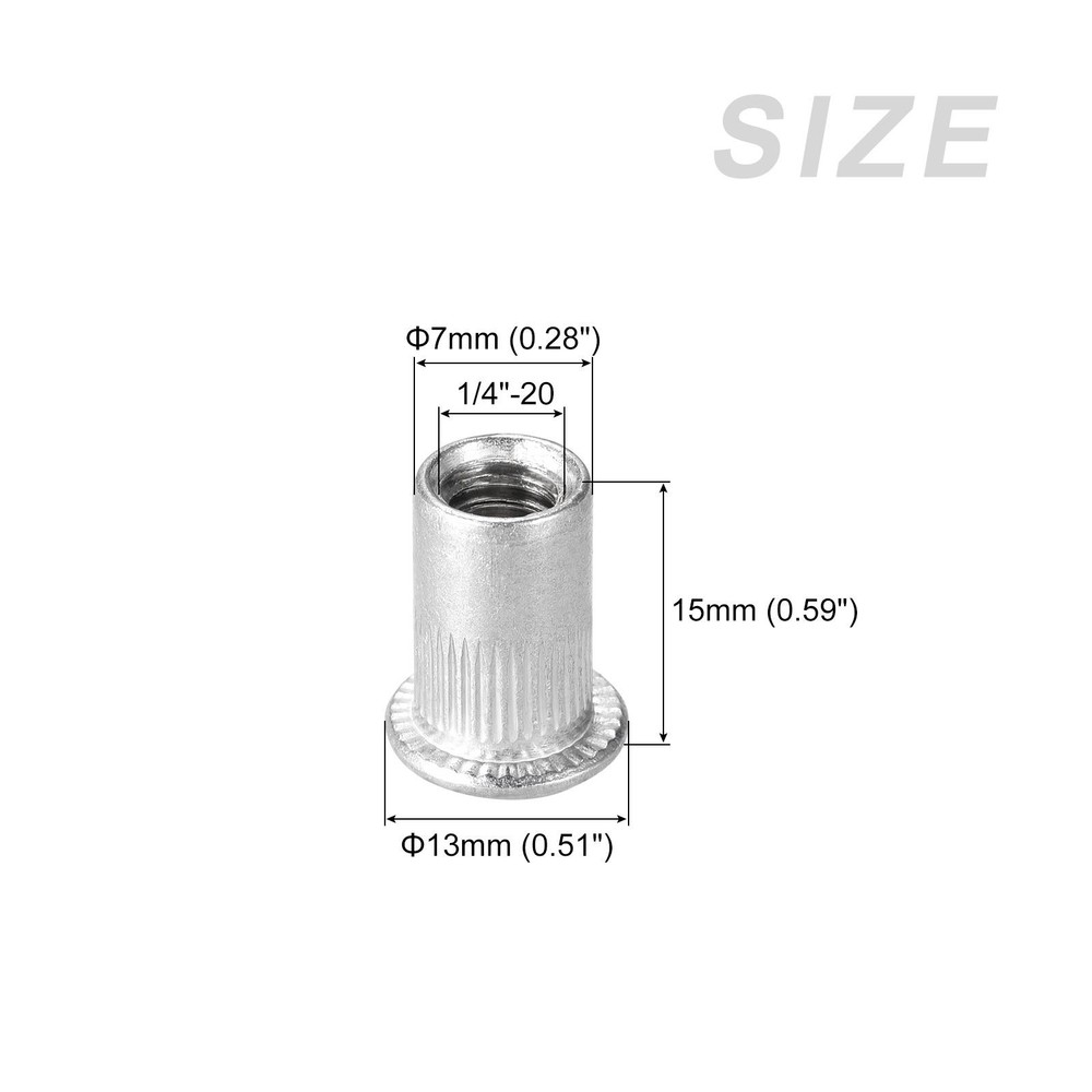 Rivet Nuts (1/4"-20) 20Pcs, Stainless Steel Threaded Insert Nuts