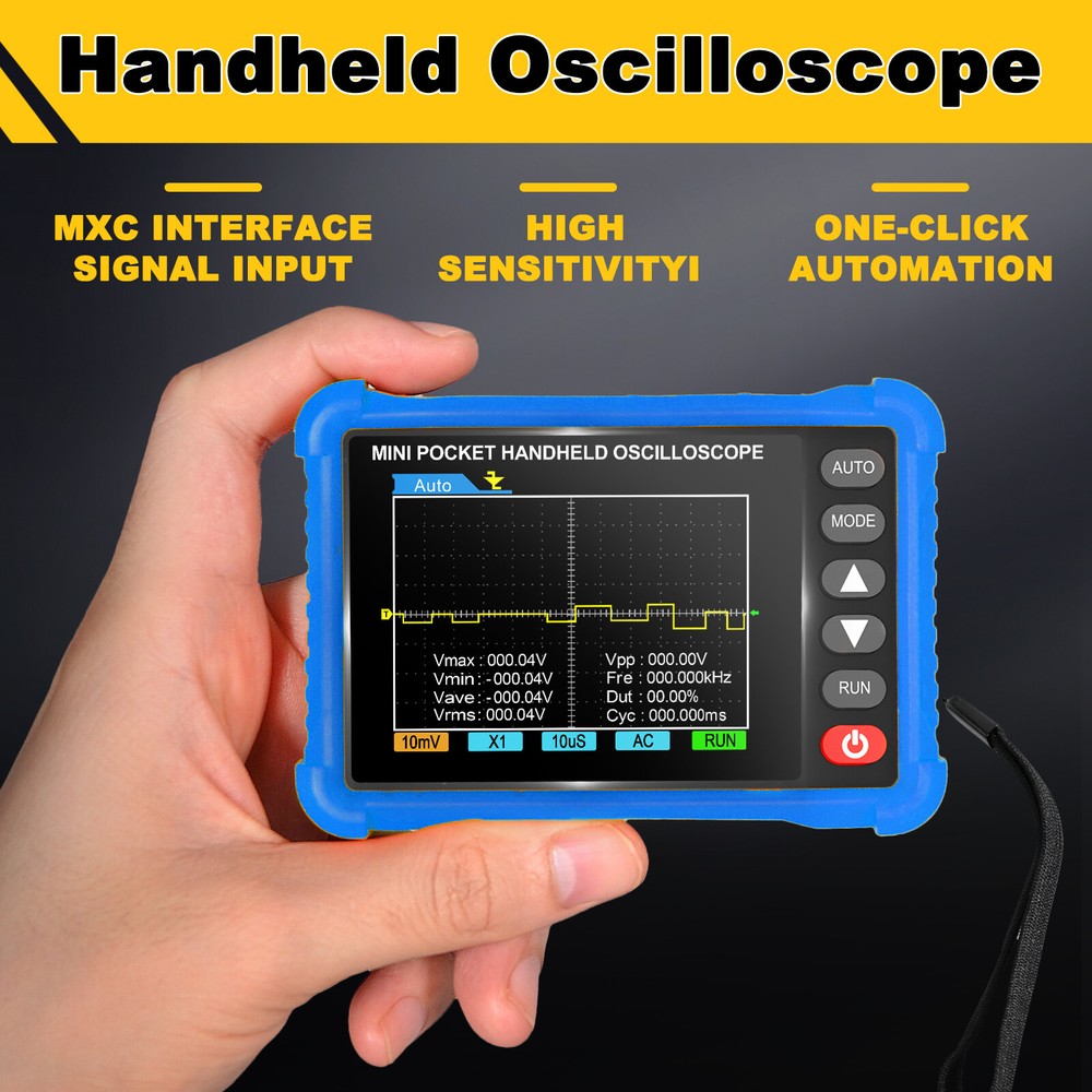 Mini Oscilloscope Handheld - 500kHz Bandwidth, AUTO Set, Perfect for Electronics