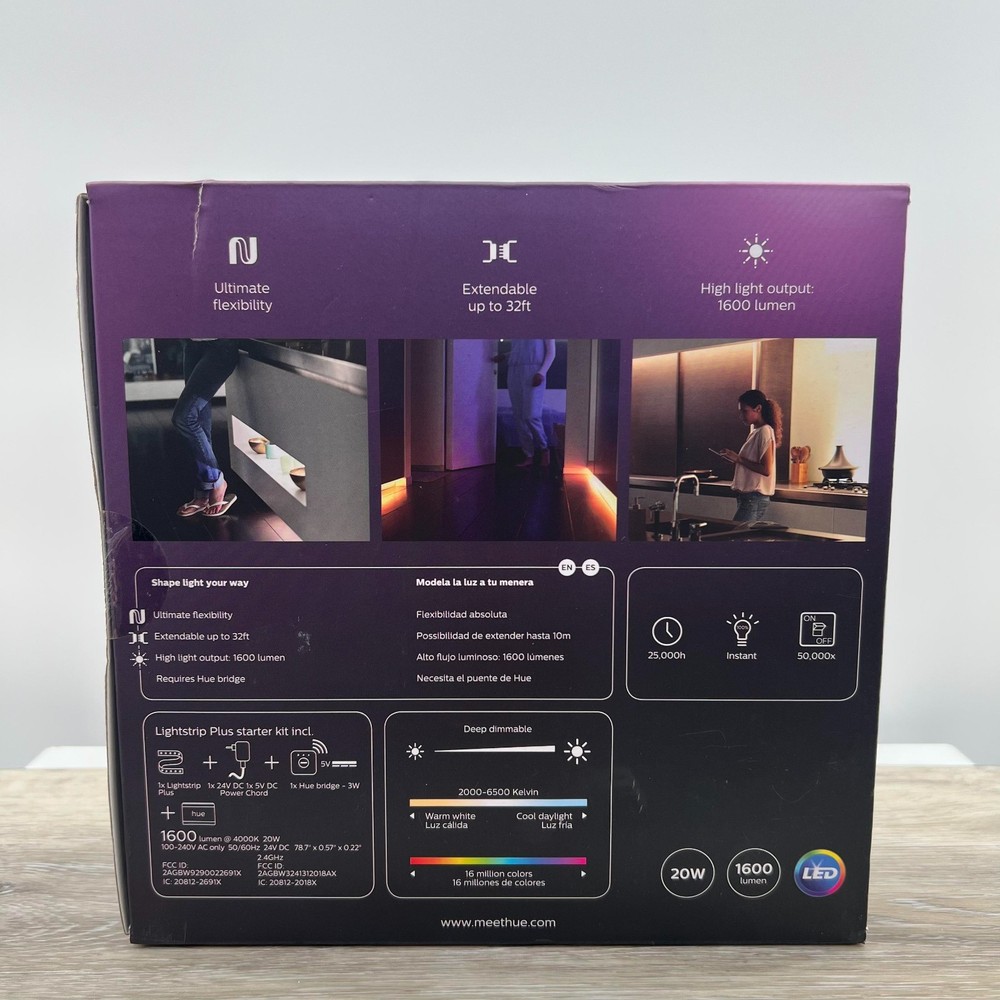 Philips Hue Smart LED Lightstrip Plus Starter Kit 80" Bluetooth Model 555342 New