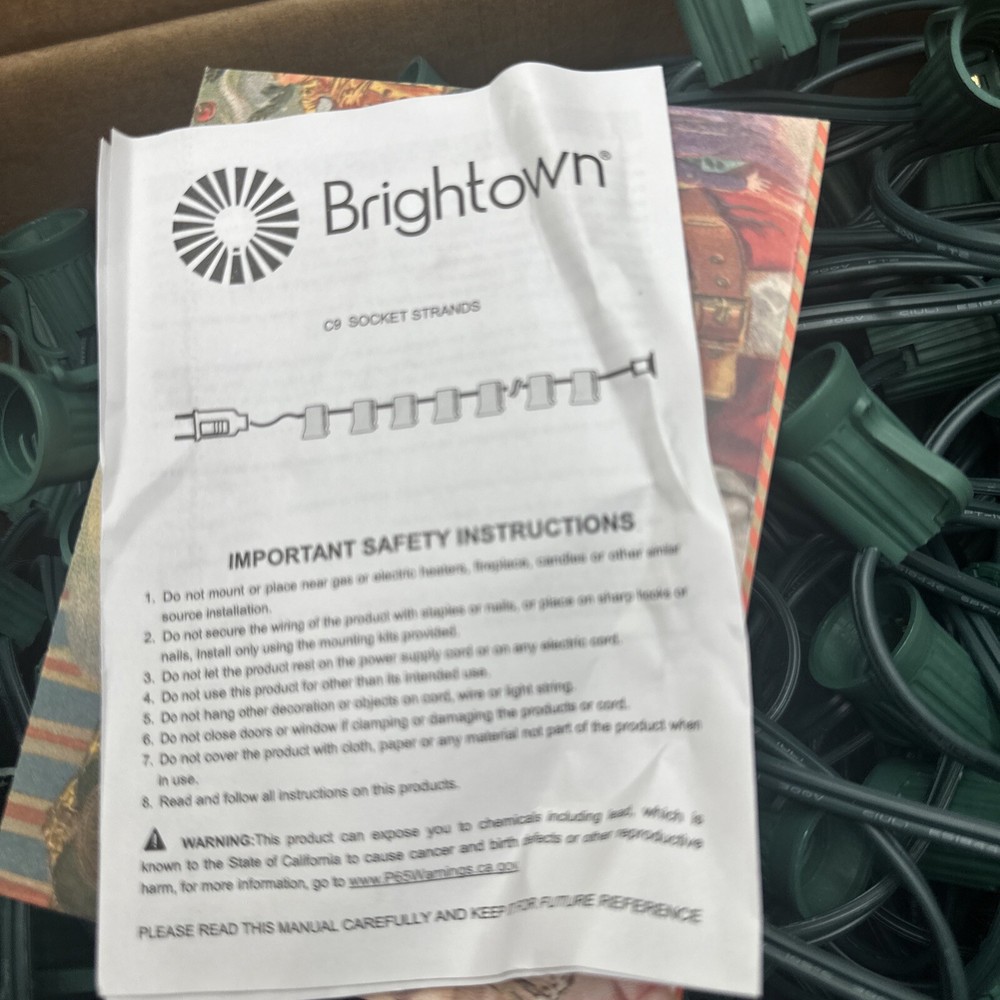 C9 Light Strand Set 100 FT EACH For E17 Socket- Green String Light