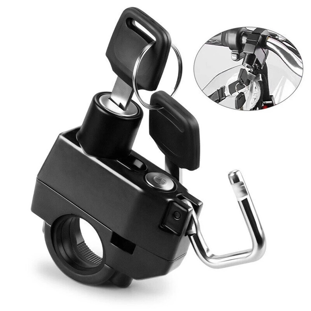 Compact Motorcycle Helmet Anti-Theft Lock Device.