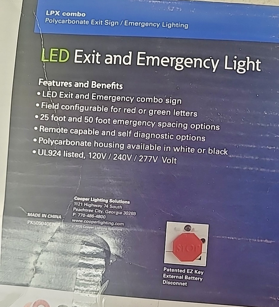 EmergencyLight Exit Sign Combo White Integrated LED Lighting 2 Head 2.5 Watt A1
