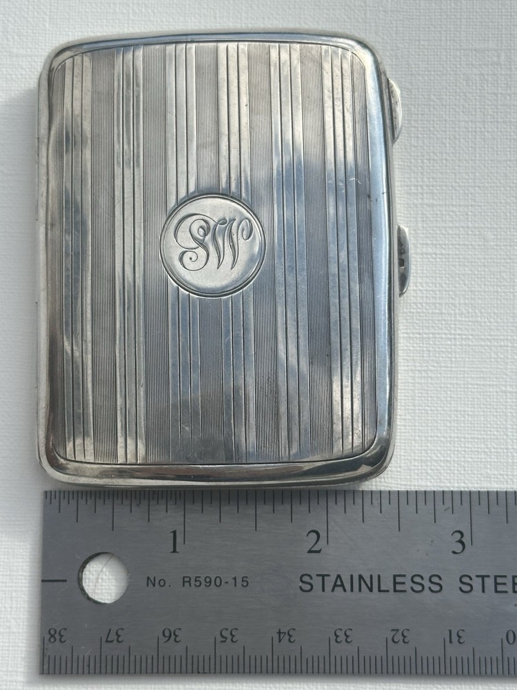 Sterling Silver Antique Engraved Design Cigarette Case, SW