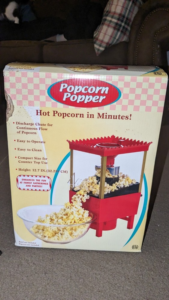 Intertek Electrics Old Fashioned Hot Air Popcorn Maker Cart New Open Box