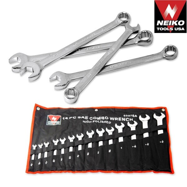 14pc High Polished Combo Wrench Set SAE Auto Hand Tool Automotive Tools
