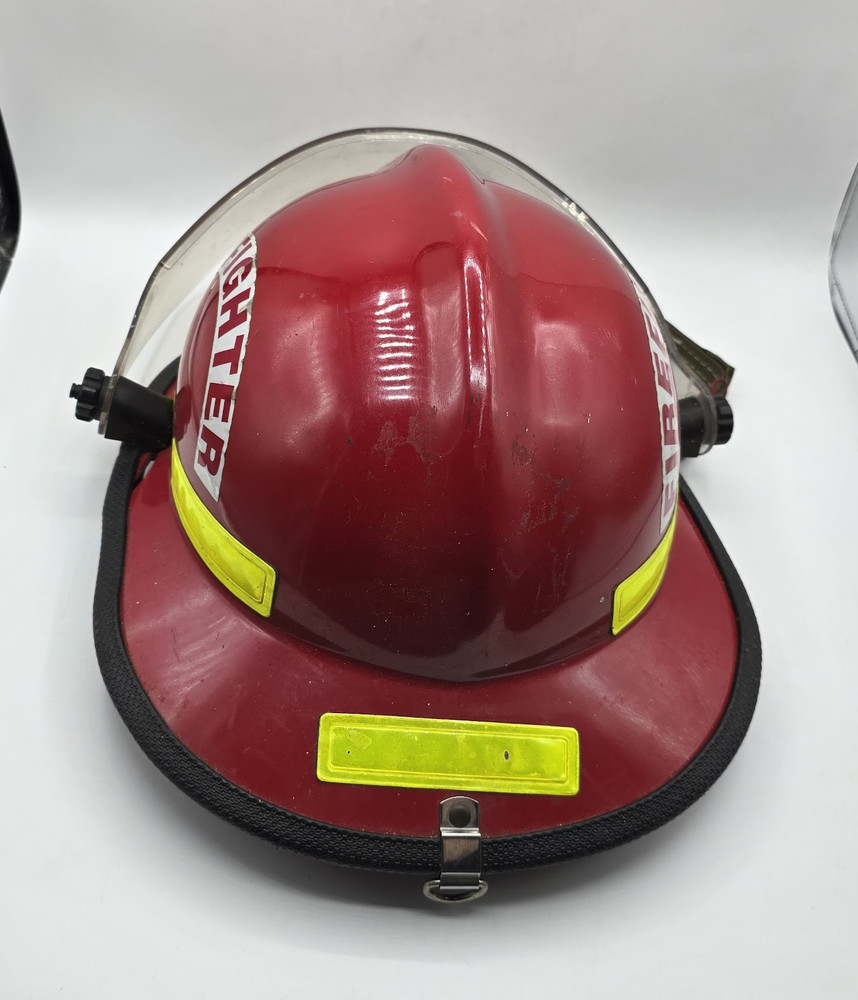 Vintage Cairns & Brother Firefighter Red Helmet & Shield