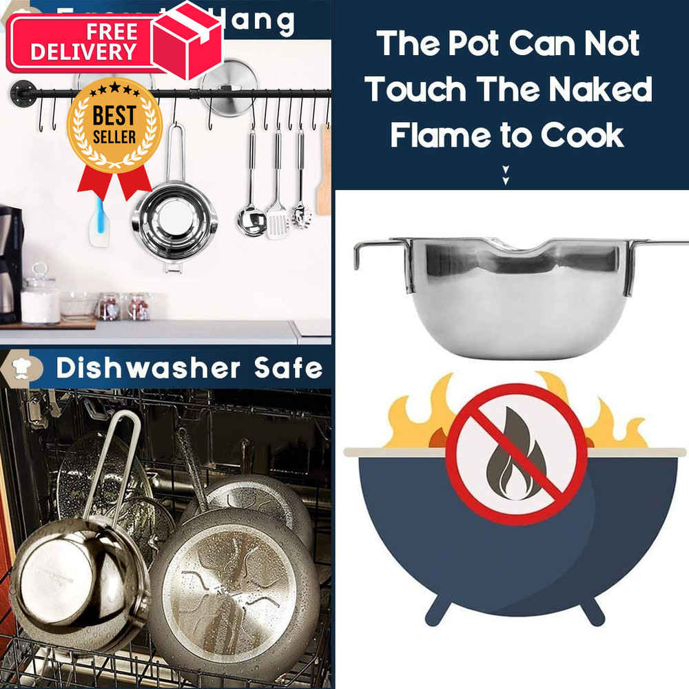 1000ML/1QT Double Boiler Chocolate Melting Pot, 304 Stainless 1000ML, Silver