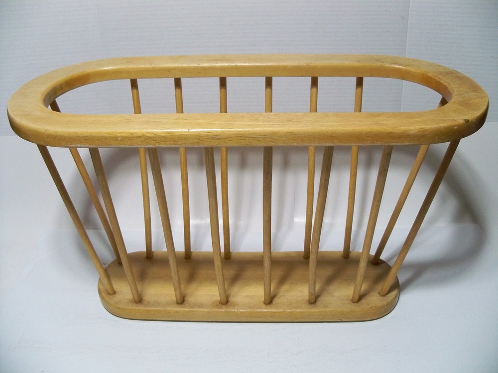 Wooden Magazine Rack, Worn Finish