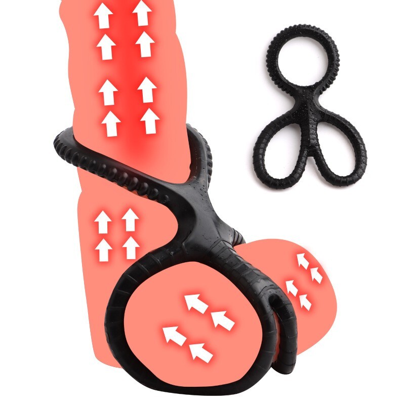 Ball Stretcher Enhancer Squeeze Scrotum Testicle Silicone Ring Delay-Ejaculation