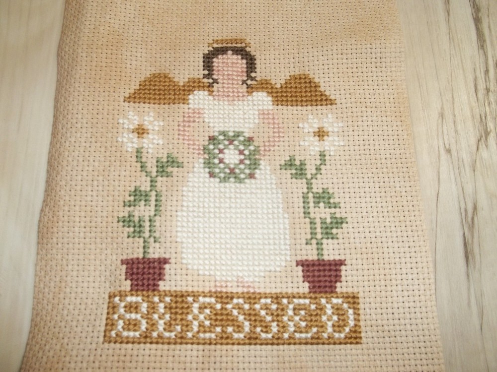 Angel Cross Stitch Completed Blessed