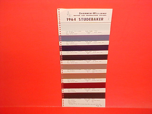 1964 STUDEBAKER CHALLENGER COMMANDER GRAN TURISMO HAWK DAYTONA PAINT CHIPS SW
