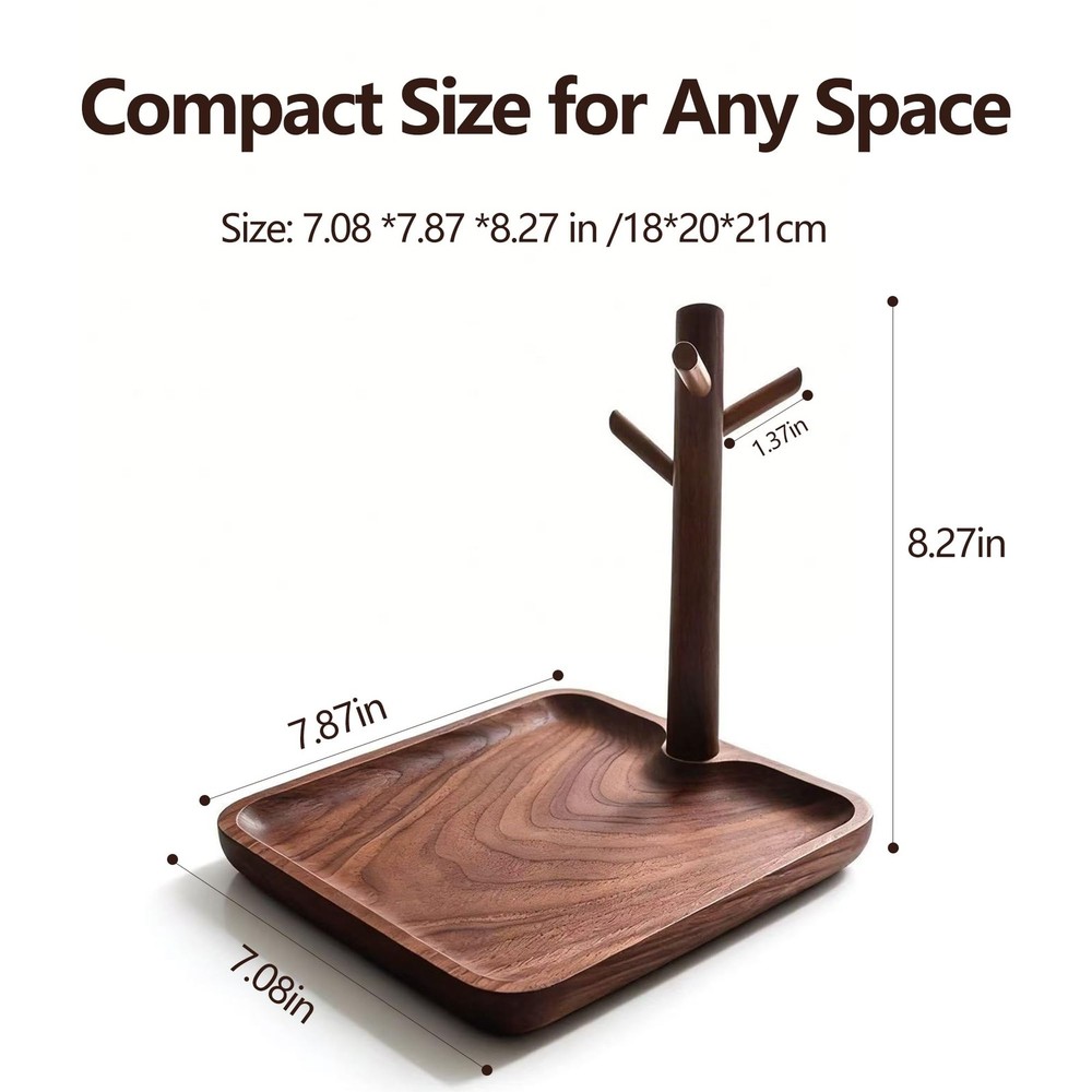Solid Black Walnut Wooden Key Tray, Multi-Functional Key Bowl for Entryway Ta...
