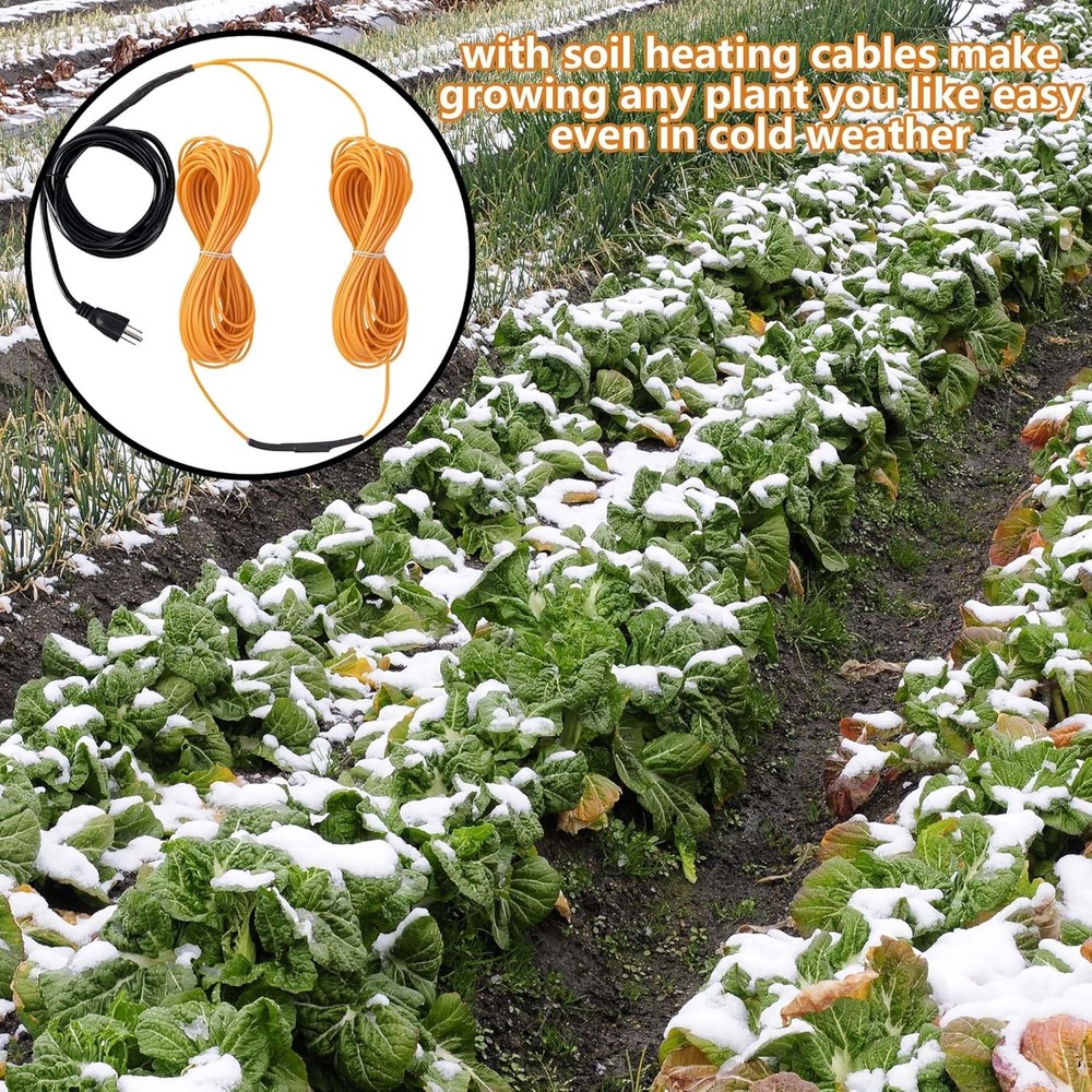 59Ft Thermostatic Soil Heating Cable,Rubber Heating Warming Cable with Thermosta