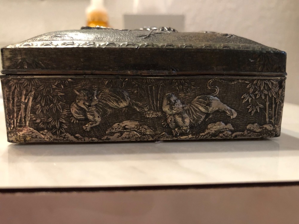 antique japanese silver plated box