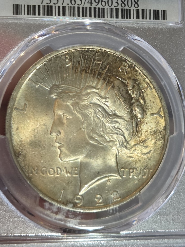 1922 $1 Peace Dollar PCGS MS65 Toned