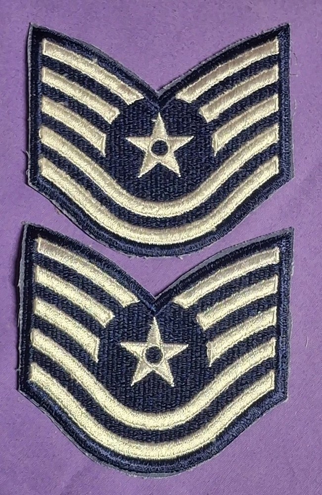 Pair of USAF Air Force TECHNICAL SERGEANT E-6 CHEVRONS Sew-on NEW