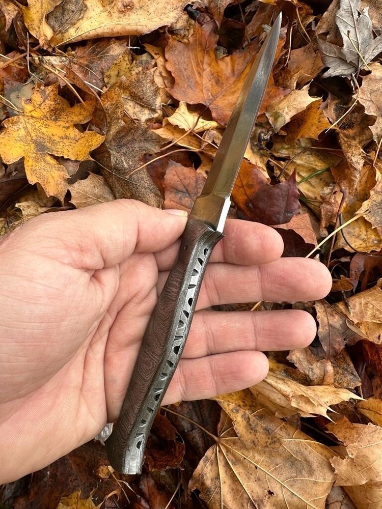 Handmade Double-Edged V48 Military Dagger Fix Blade boot Knife Damascus Handle