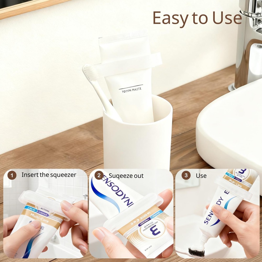 2-Pack Toothpaste Tube Squeezer by JM.JEEMI - Easy Squeeze Clear-2 Pack