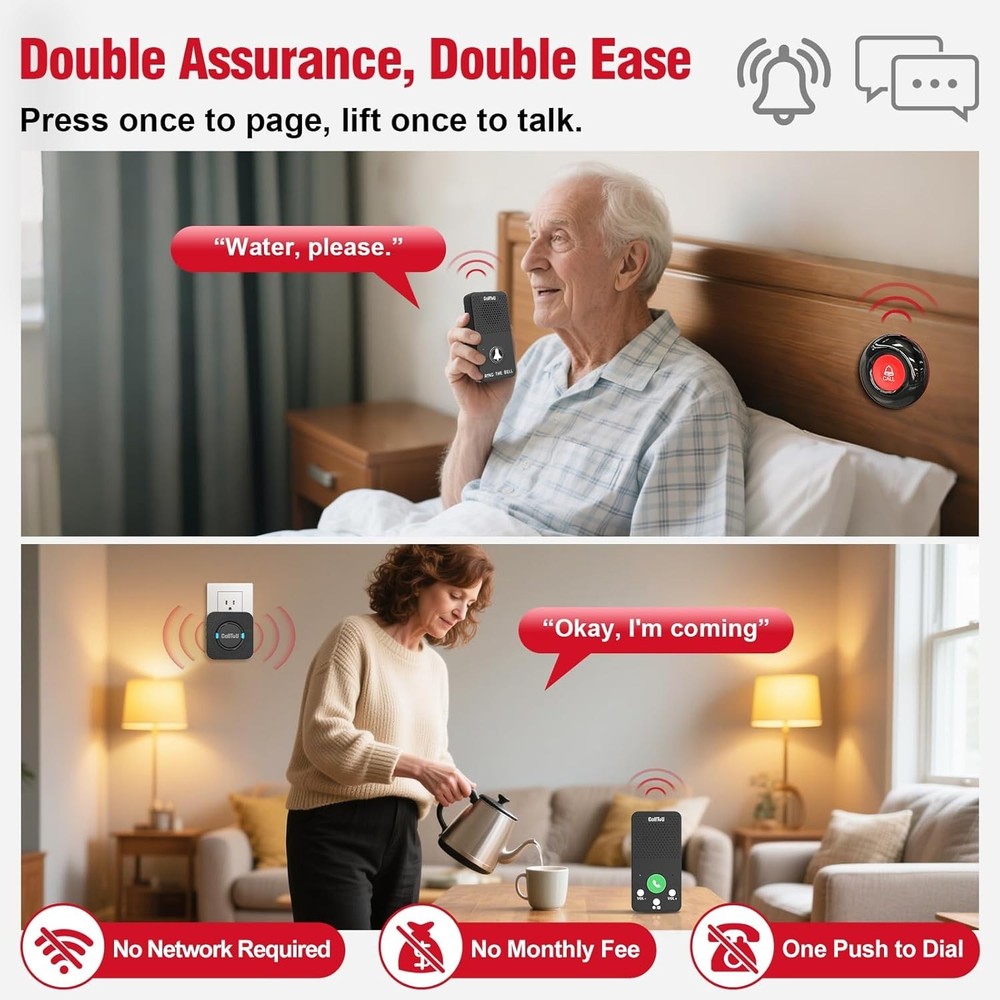 Wireless Intercom System for Home Caregivers - 500FT Range