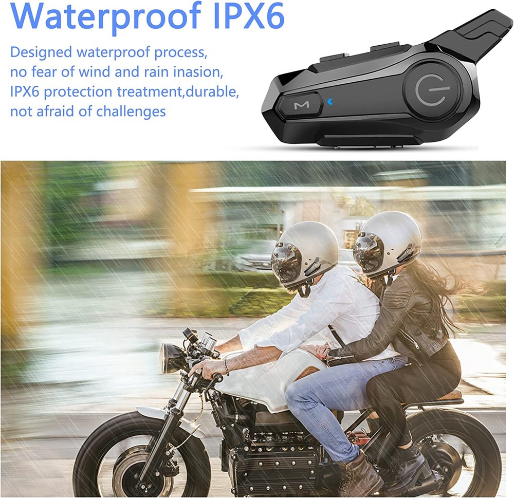 2Pcs Motorcycle Helmet Bluetooth Intercom Headset for front and back Rider