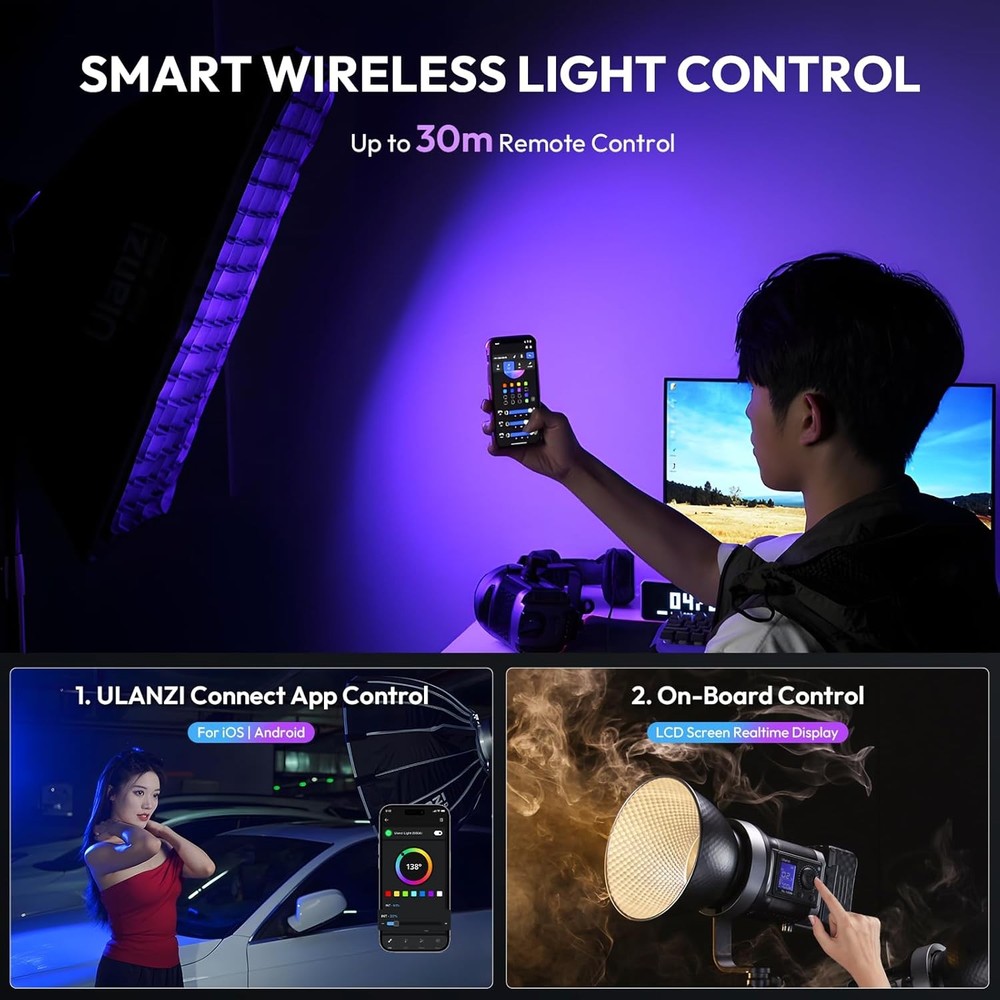 120W COB LED Video Light Studio Lighting Kit App Control