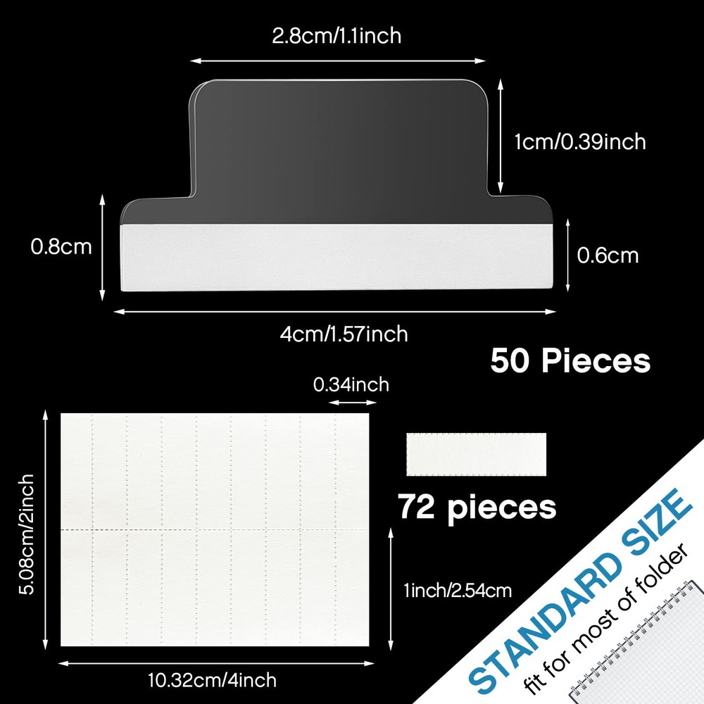 Insertable Self Adhesive Tabs with Printable Inserts, 1 Inch Clear Index Tabs...