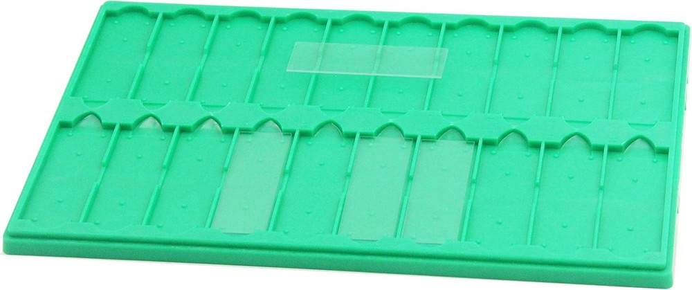Plastic Microscope Slide Tray; 20 Capacity, Pack Green, Orange, Blue, White
