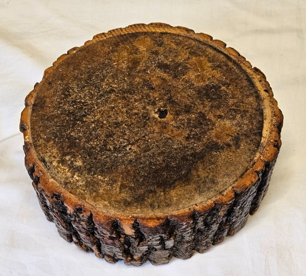 Vintage Rustic Log Bark Nut Bowl HMQ Nutcracker Pick Set 8"