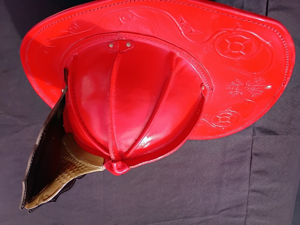 leather firefighter helmet