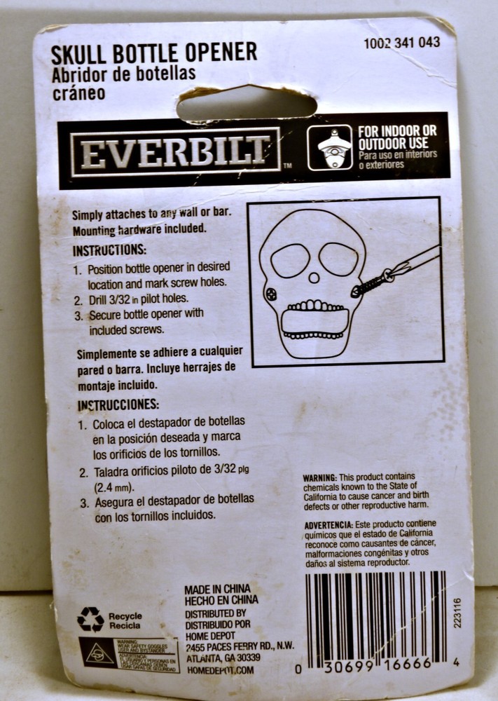 Unique Cast Iron Wall Mounted Skull Bottle Opener