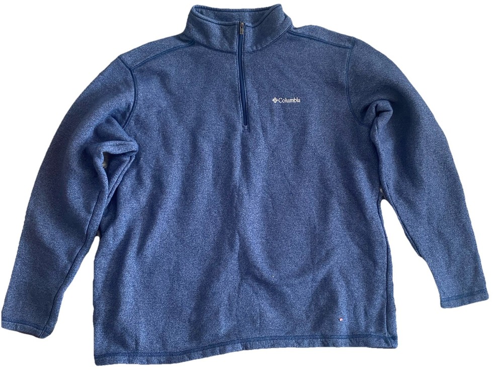 COLUMBIA 1/4 Zip Pullover Fleece Lined Pullover Blue Sz XXL Mens