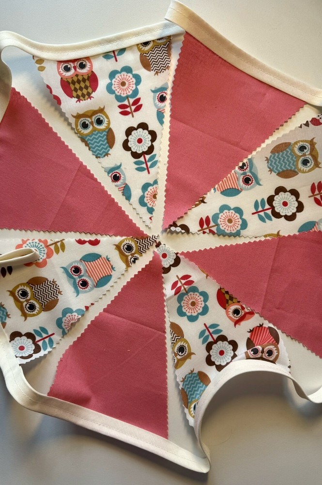 Handmade Cotton Bunting, Pink - 2 Meters Single Sided