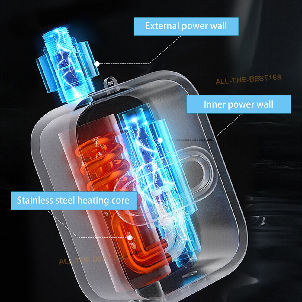 3500W Electric Tankless Instant Water Heater LED Indicator Hot Water Shower Set