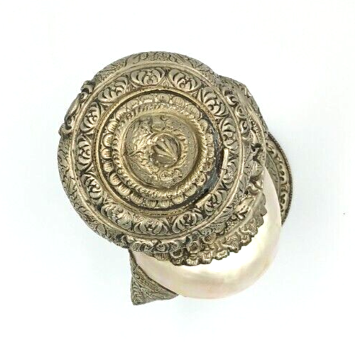Antique Anglo Indian Silver Nautilus SIGNED Shell Cup