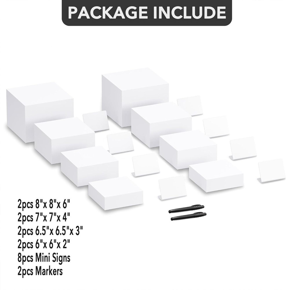 Food Risers for Buffet Table Display Stand for Catering Dessert Cube White 2 Set