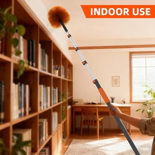 26FT Telescoping Cobweb Duster with Extension Pole - Washable & Reusable for Hig