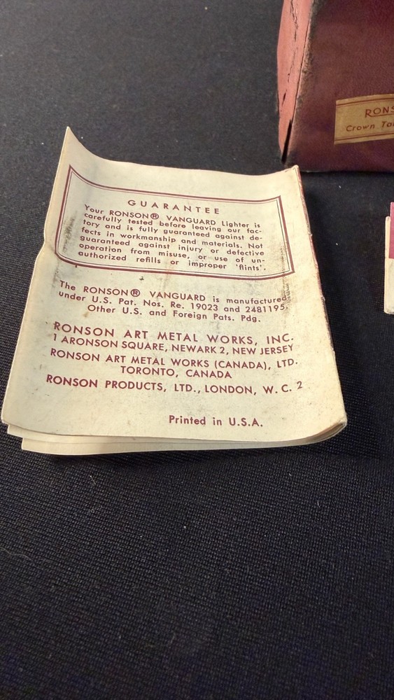 1952 Ronson Crown Table Lighter in Original Box with Paperwork