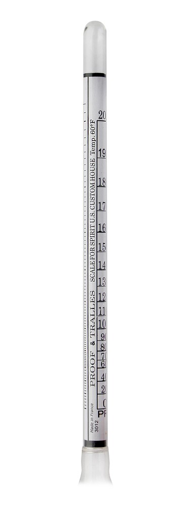 Glass Alcoholmeter/Hydrometer, Proof and Tralles