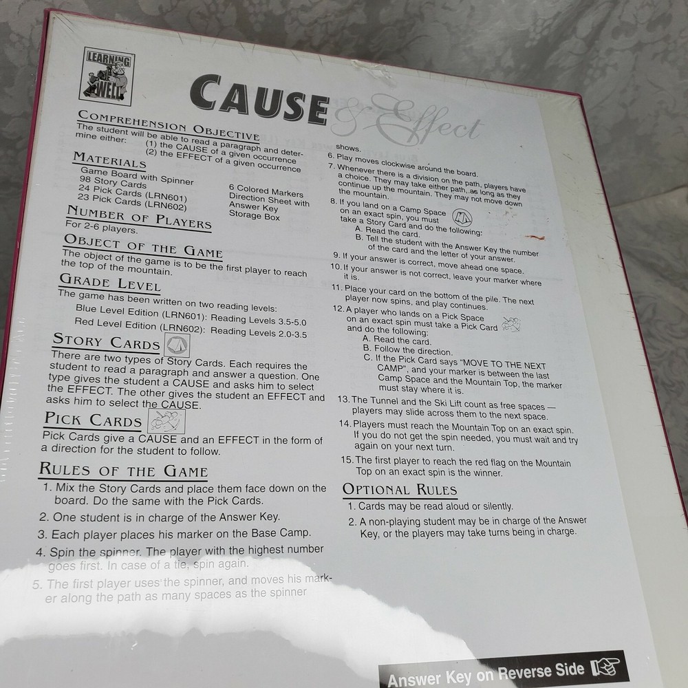 Cause & Effect Red Edition Reading Comprehension Educational Board Game SEALED