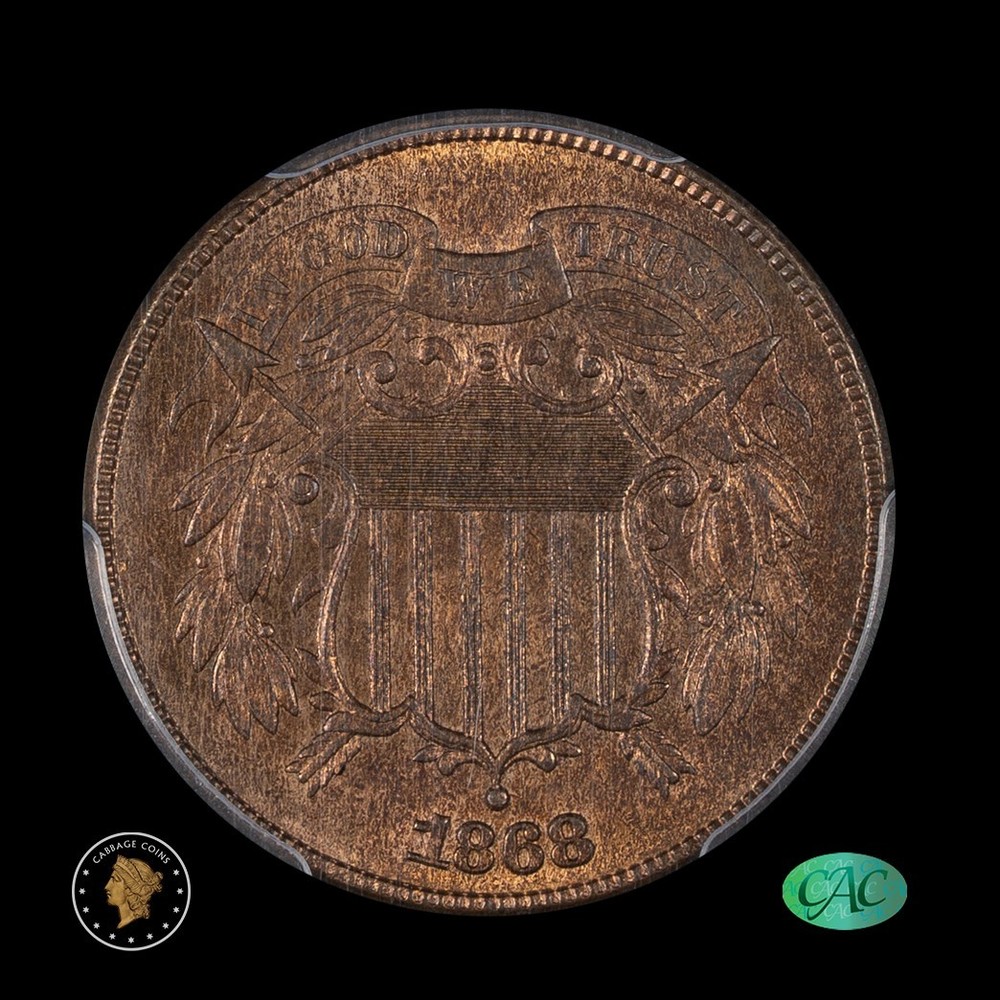 1868 2C Shield Two Cents PCGS MS65RB CAC
