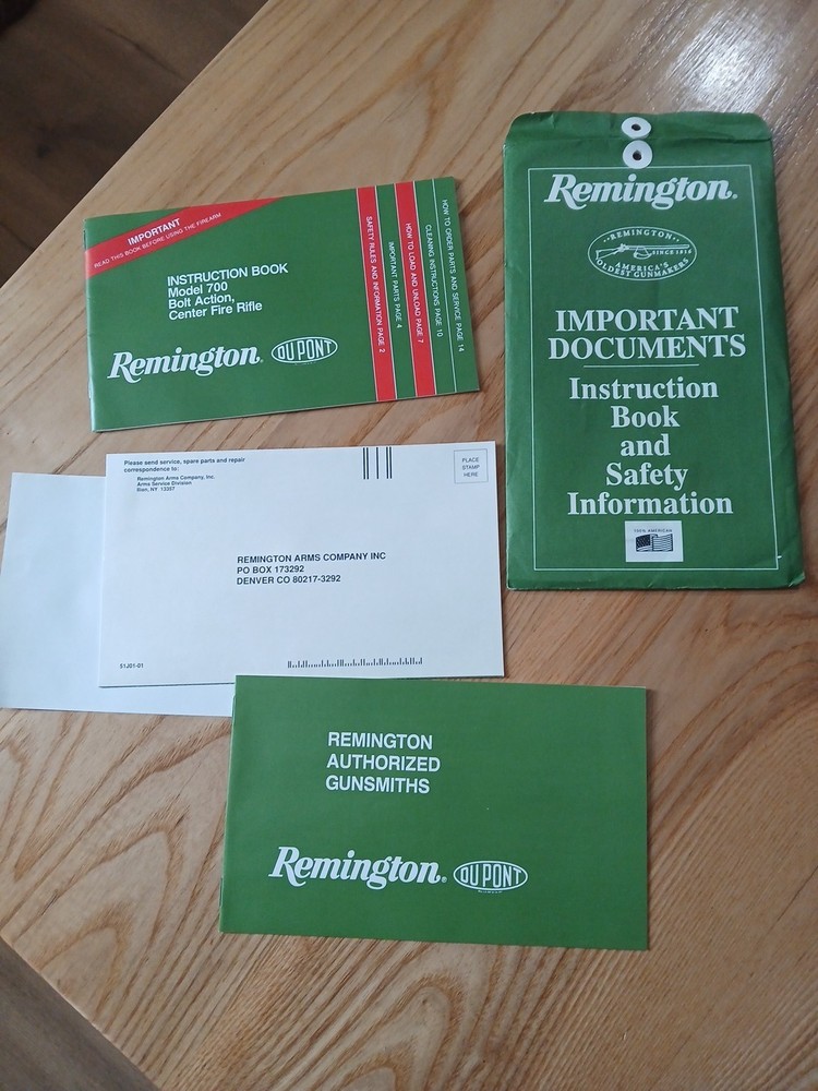 Remington Model 700 Instruction Manual  owners  envelope Starter Pack Original