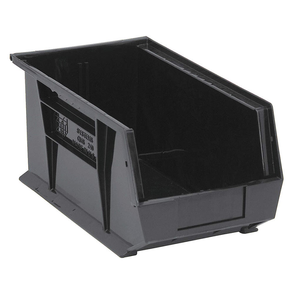 QUANTUM STORAGE SYSTEMS QUS240BK Hang and Stack Bin,Black,PP,7 in 9P979